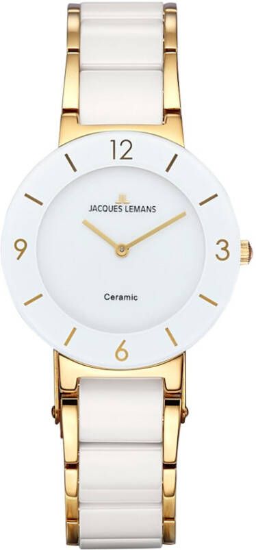 Jacques Lemans Dameshorloge met kast en band van rvs Wit