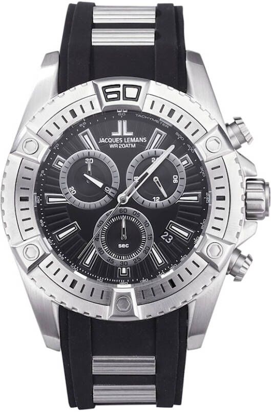 Jacques Lemans Herenchronograaf Serie Liverpool, Professional collectie Sports 1 1805A Zwart