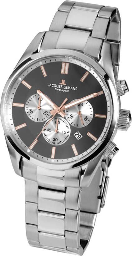 Jacques Lemans Herenchronograaf Serie Sport, collectie Classic 42 6.1G Zilverkleur