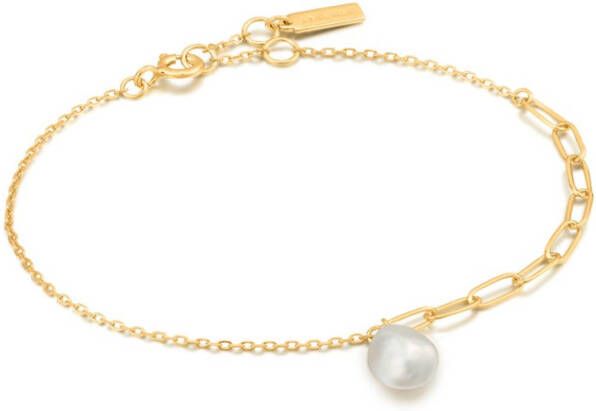 Ania Haie Armbanden 925 Sterling Zilver Pearl Chunky Bracelet Goudkleurig