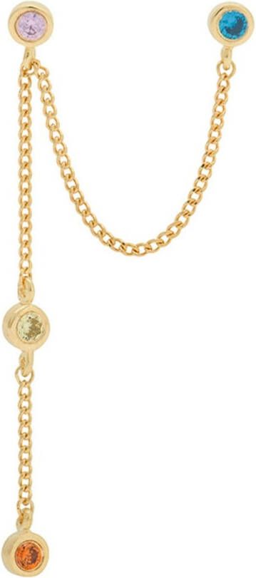 Anna + Nina Duo Confetti Chain oorsteker met zirkonia