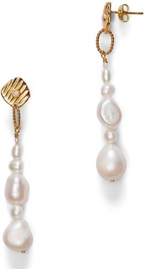 Anni Lu Earrings Jet set Pearl , Wit, Dames