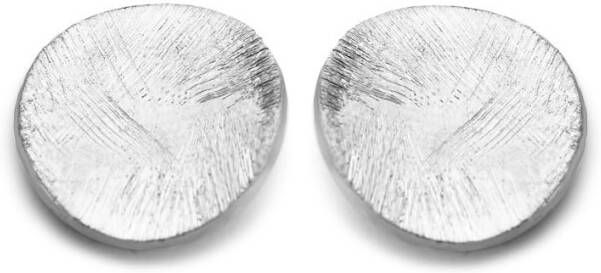 Casa Jewelry Rondjes Satin oorknopjes van zilver