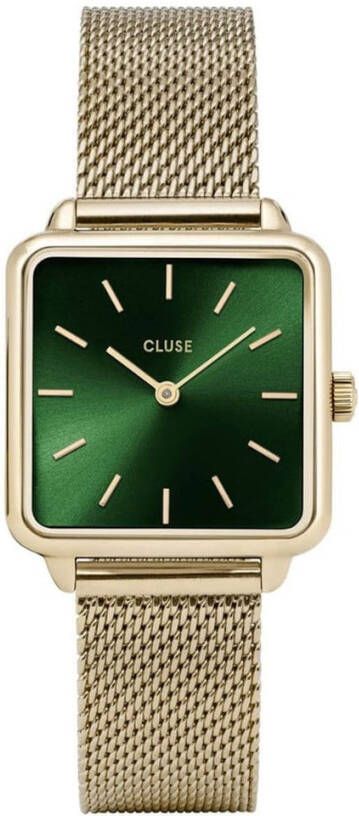 cluse Horloges La Tetragone Mesh Gold Plated Forest Green Goudkleurig
