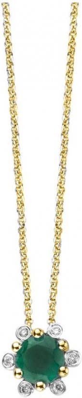 Diamond Point Geelgouden hanger 0.35 ct smaragd Empress