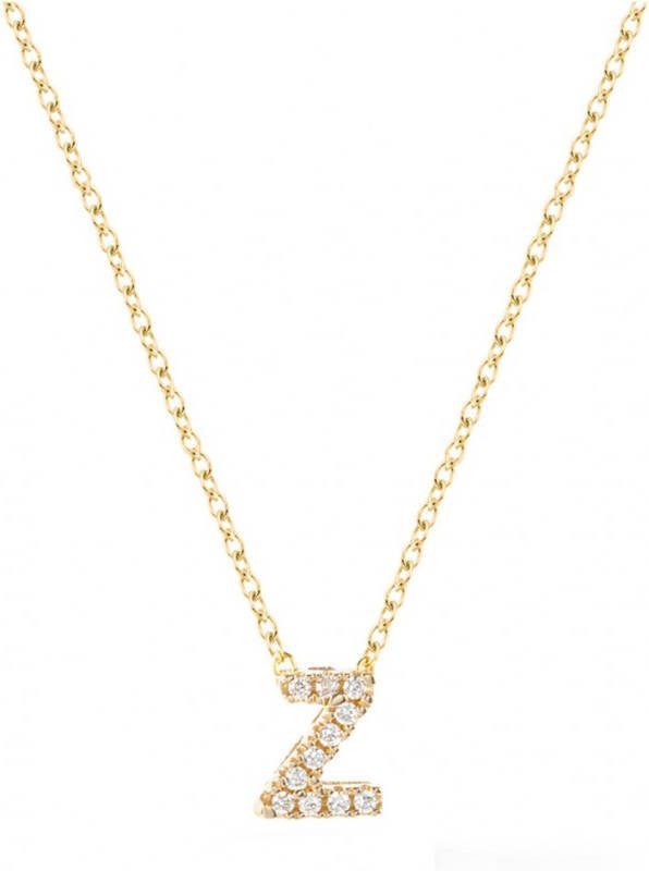 Diamond Point Geelgouden collier 0 02 ct diamant Alphabet