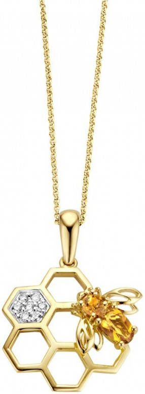Diamond Point Geelgouden hanger 0 25 ct citrien Queen Bee