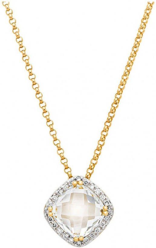 Diamond Point Geelgouden hanger, 1.92 ct witte topaas, Fië, sta