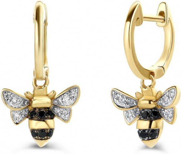 Diamond Point Geelgouden oorsieraden 0 07 ct diamant Queen Bee