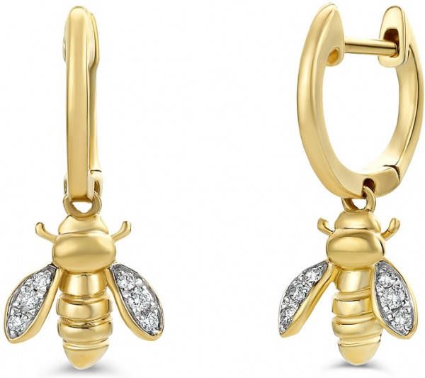 Diamond Point Geelgouden oorsieraden 0 08 ct diamant Queen Bee