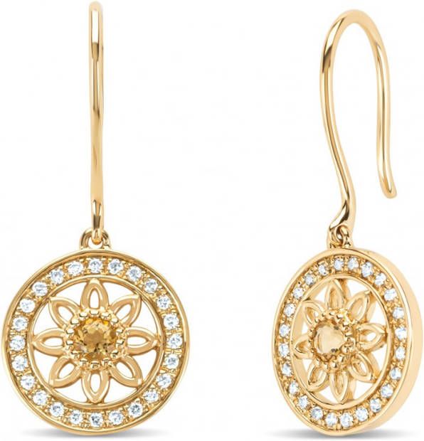 Diamond Point Geelgouden oorsieraden, 0 13 ct citrien, Birthstones