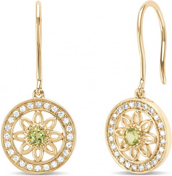 Diamond Point Geelgouden oorsieraden, 0 15 ct peridoot, Birthstones