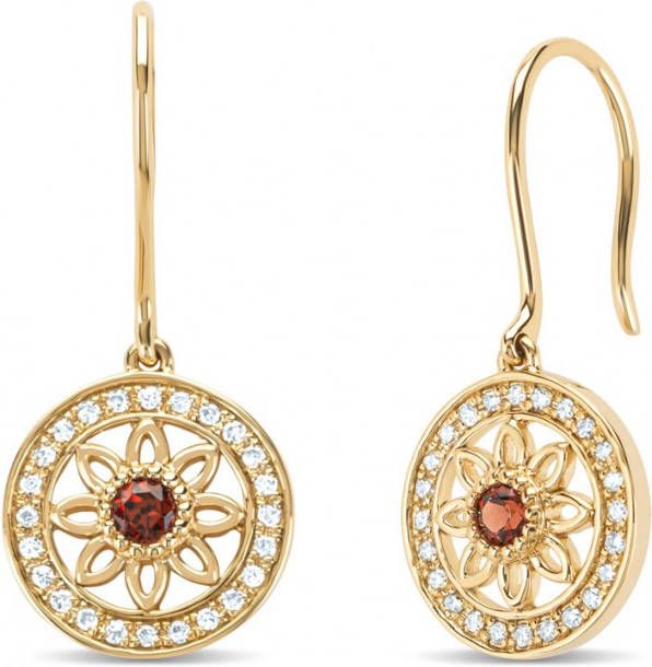 Diamond Point Geelgouden oorsieraden, 0 17 ct granaat, Birthstones