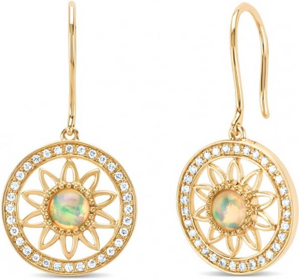 Diamond Point Geelgouden oorsieraden, 0 30 ct opaal, Birthstones