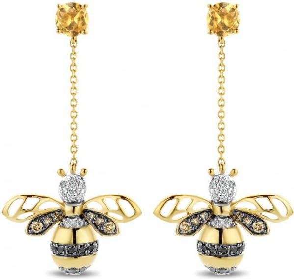 Diamond Point Geelgouden oorsieraden 0 39 ct citrien Queen Bee