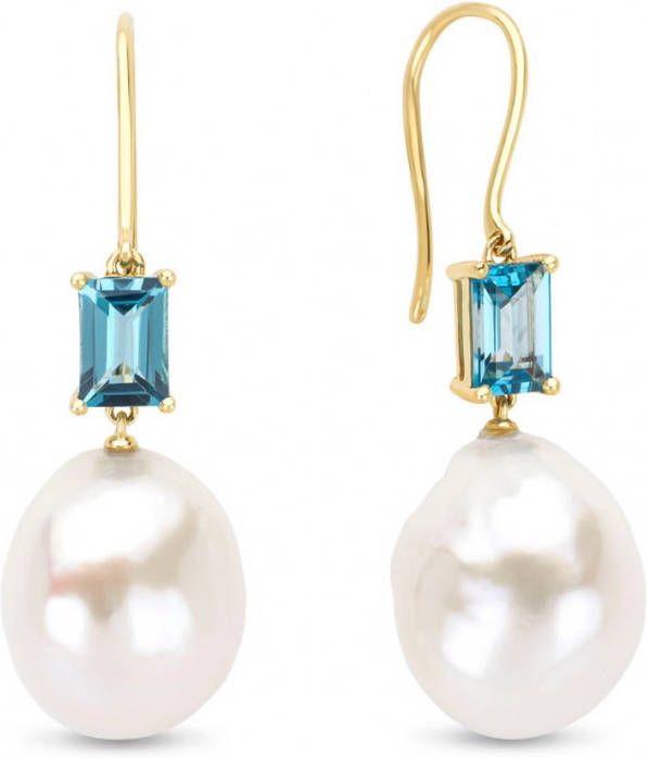 Diamond Point Geelgouden oorsieraden, 1.35 ct topaas, Riviè, ra