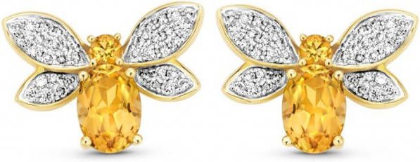 Diamond Point Geelgouden oorsieraden 1 55 ct citrien Queen Bee
