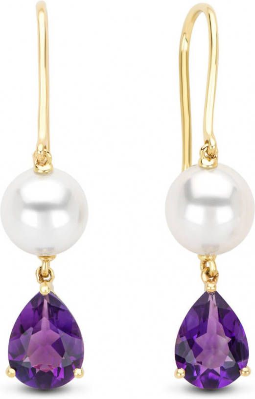 Diamond Point Geelgouden oorsieraden, 1.75 ct paarse amethist, Riviè, ra