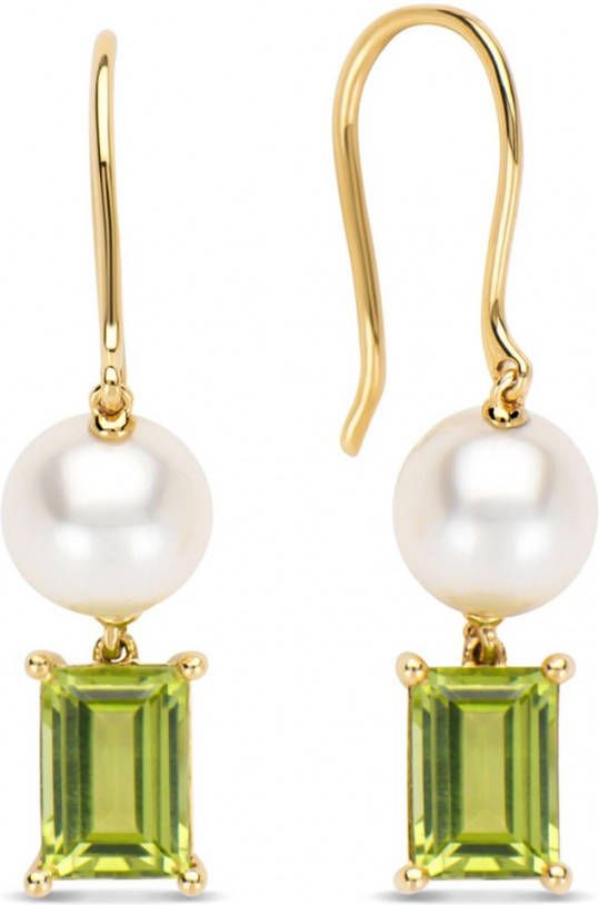 Diamond Point Geelgouden oorsieraden, 2.05 ct peridoot, Riviè, ra