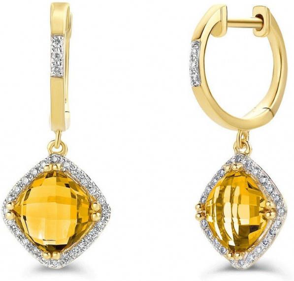 Diamond Point Geelgouden oorsieraden 3.06 ct citrien Fië, sta