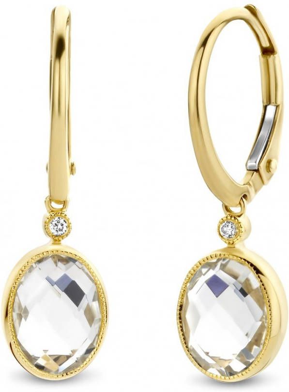 Diamond Point Geelgouden oorsieraden 3 21 ct witte topaas Philosophy