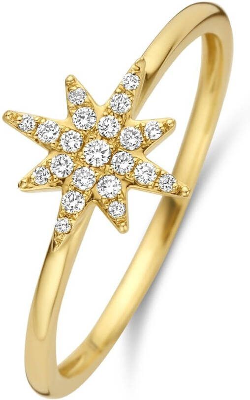 Diamond Point Geelgouden ring 0 10 ct diamant Cosmic