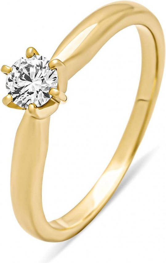 Diamond Point Geelgouden ring, 0 25 ct diamant, Hearts & Arrows