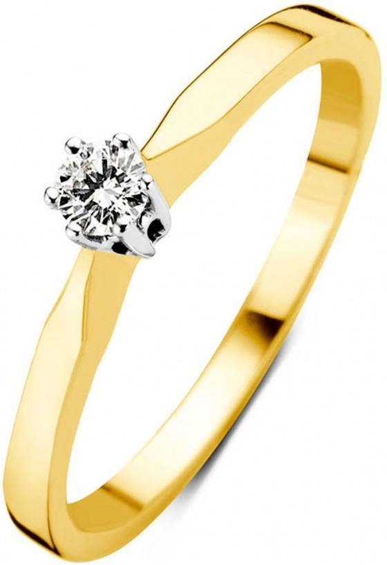 Diamond Point Geelgouden solitair groeibriljant ring, 0 11 ct 0 11 ct diamant Groeibriljant