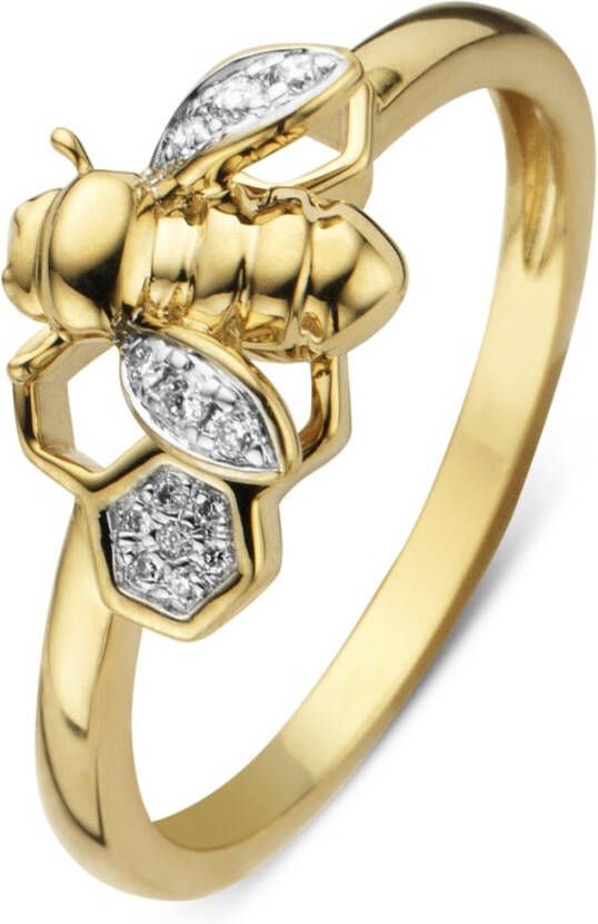 Diamond Point Gouden ring 0 06 ct diamant Queen Bee