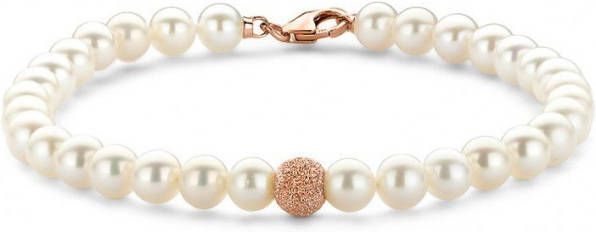 Diamond Point Rosé, gouden armband witte zoetwaterparel Riviè, ra
