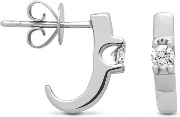 Diamond Point Witgouden solitair oorstekers, 0 22 ct diamant, Groeibriljant