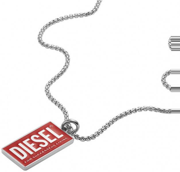 Diesel Single Dogtags ketting met logo DX1368040