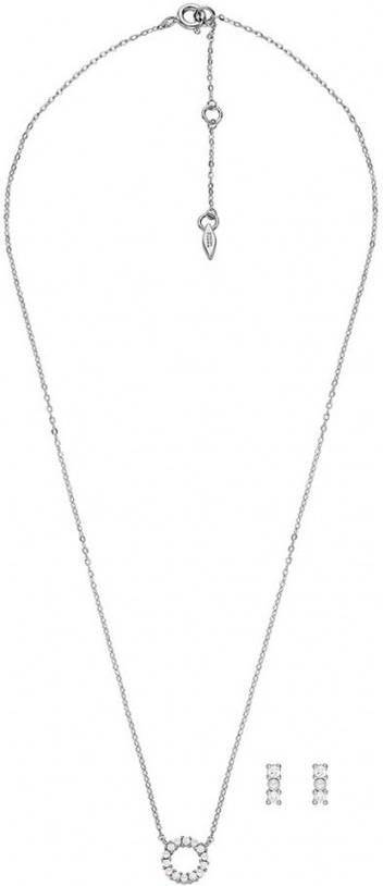 Fossil Set met ketting en oorknopjes van sterling zilver JFS00584SET