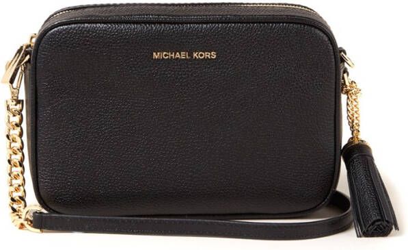 Michael Kors Ginny lederen crossbody tas , Zwart, Dames