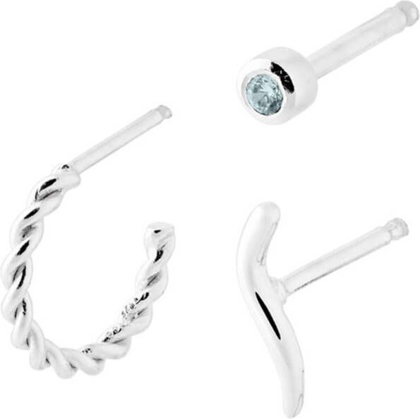 Pernille Corydon Ocean Flow oorbellen van zilver in set van 3