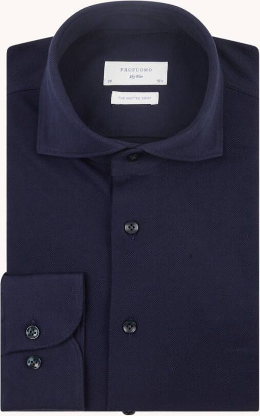 Profuomo The knitted shirt slim fit overhemd van piqué, katoen