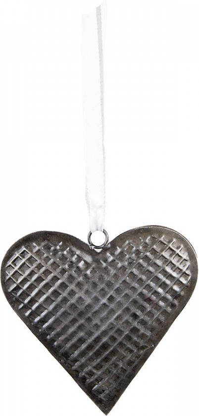 Clayre & Eef Decoratie Hanger 17x16 Cm Grijs Ijzer Hartvormig Woondecoratie Grijs Woondecoratie