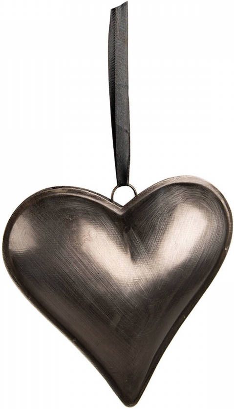 Clayre & Eef Decoratie Hanger 23x22 Cm Grijs Ijzer Hartvormig Woondecoratie Grijs Woondecoratie