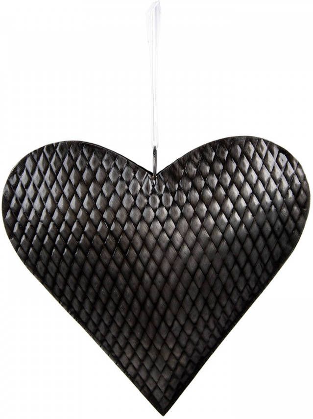 Clayre & Eef Decoratie Hanger 25x25 Cm Grijs Ijzer Hartvormig Woondecoratie Grijs Woondecoratie