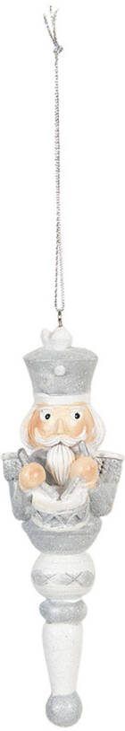 Clayre & Eef Decoratie Hanger 4*4*13 Cm Grijs Kunststof Kersthanger Kerstboomversiering Grijs Kersthanger