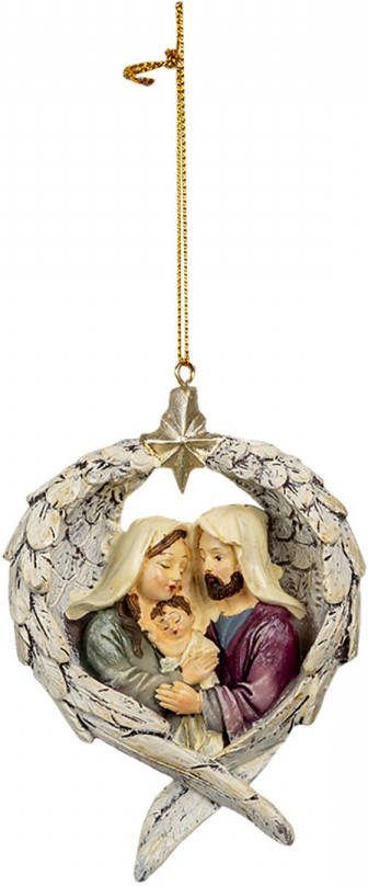 Clayre & Eef Decoratie Hanger 8*3*11 Cm Grijs Groen Roze Kunststof Kersthanger Kerstboomversiering Grijs Kersthanger