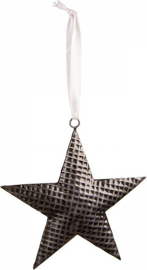 Clayre & Eef Decoratie Hanger Ster 15x15 Cm Grijs Ijzer Kersthanger Grijs Kersthanger