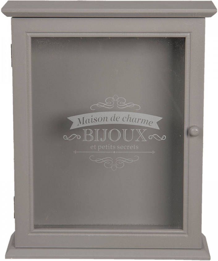 Clayre & Eef Sieradendoos 22x7x27 cm Grijs Hout Rechthoek Juwelendoos