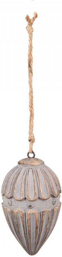 Clayre & Eef Hanger Ø 7x12 Cm Grijs Hout Woondecoratie Ornament Decoratie Hanger Grijs Woondecoratie Ornament