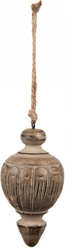 Clayre & Eef Hanger Ø 7x13 Cm Bruin Hout Woondecoratie Ornament Decoratie Hanger Bruin Woondecoratie Ornament