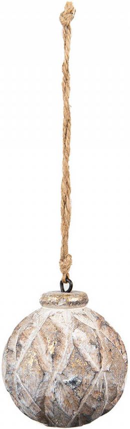 Clayre & Eef Hanger Ø 8 Cm Bruin Hout Woondecoratie Ornament Decoratie Hanger Bruin Woondecoratie Ornament