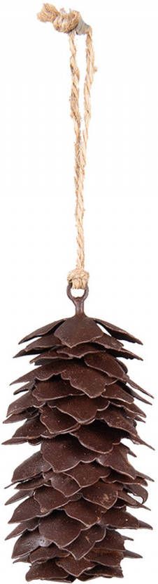 Clayre & Eef Hanger Dennenappel 11 Cm Bruin Ijzer Woondecoratie Ornament Decoratie Hanger Bruin Woondecoratie Ornament