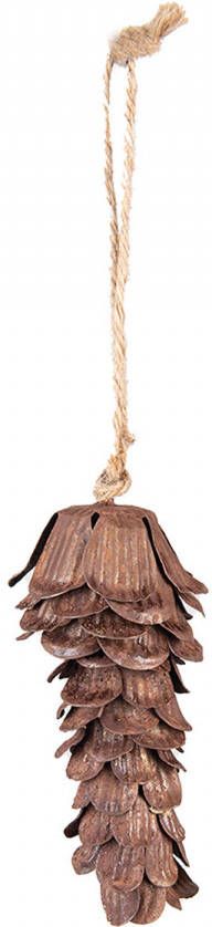 Clayre & Eef Hanger Dennenappel 12 Cm Bruin Ijzer Woondecoratie Ornament Decoratie Hanger Bruin Woondecoratie Ornament