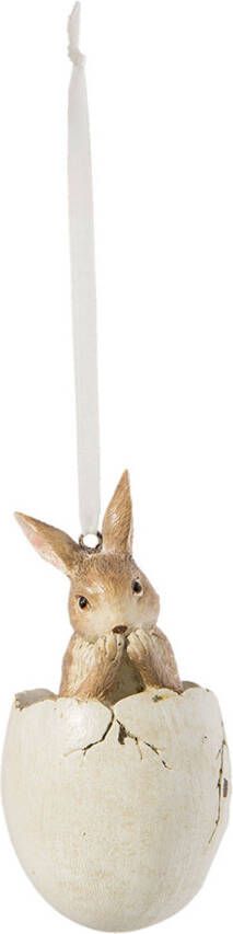 Clayre & Eef Hanger Ei Ø 5x10 Cm Bruin Kunststof Paasdecoratie Paashanger Bruin Paasdecoratie Paashanger