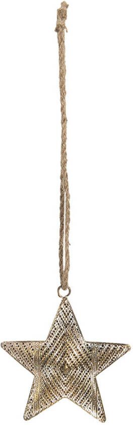 Clayre & Eef Hanger Ster 14x2x15 Cm Koperkleurig Metaal Woondecoratie Decoratie Hanger Koperkleurig Woondecoratie